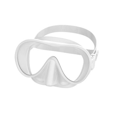 Imagem de Colaxi Máscara de mergulho com snorkel, óculos antiembaçantes, visão ampla, profissional, portátil, com proteção nasal, máscara de natação para mulheres, Branco