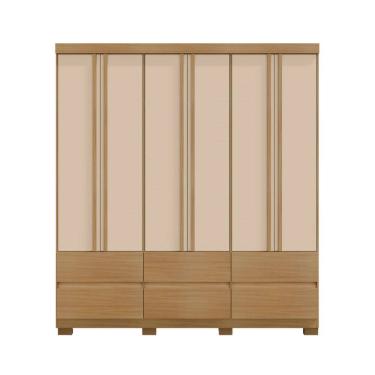 Imagem de Guarda Roupa Casal Vitória 6 Portas e 6 Gavetas Sem Espelho Carvalho Americano  Off White EdeCasaMoveis