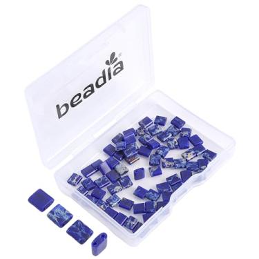 Imagem de Beadia Contas espaçadoras quadradas de pedra lápis-lazúli natural, 5 x 5 mm, 2 furos, para fazer brincos de pulseira faça você mesmo, 38 cm/fio