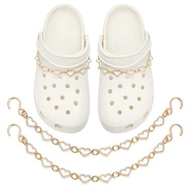 Imagem de CIKKITZ Pingentes de sapato Blings para mulheres, 10 peças de acessórios de joias, par de correntes de sapato de coração LOVE para meninas, 8 peças de sapatos brilhantes de strass decorados para