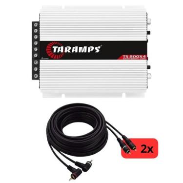 Imagem de Módulo Taramps Ts800x4 2 Ohms + 2 Cabos Rca 5 Metros