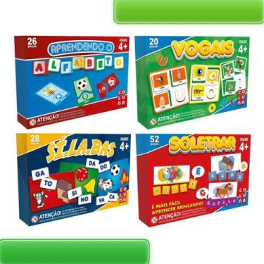 Imagem de Kit 4 jogos educativo vogais+silabas+ soletrar+ alfabeto - PAIS & FILH