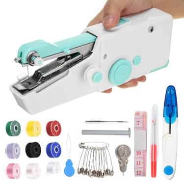 Imagem de Mini máquina de costura portátil, máquina de costura portátil com suprimentos de costura para costura rápida e faça você mesmo em casa, viagens