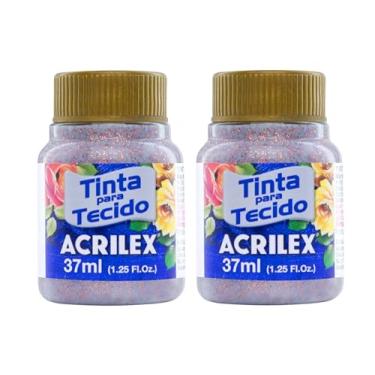 Imagem de Kit Com 2 Tintas para Tecido com Glitter Acrilex 37ml – Brilho Intenso, Alta Cobertura e Fixação a Frio para Suas Criações acabamento cintilante, alta cobertura e durabilidade superior, sendo ideais para customização de roupas, acessórios, peças decorativas e projetos artísticos em geral. (Cobre 203