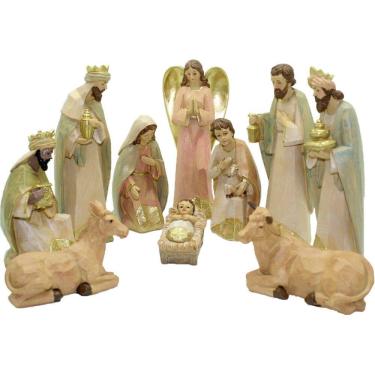 Imagem de Presépio Natalino Nascimento De Jesus Com 10 Peças Estatueta