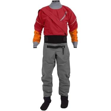 Imagem de Terno Seco Masculino Totalmente Drysuit Tecido Impermeável Zíper Frontal Caiaque Com Látex No Pescoço E Pulso, Black, S