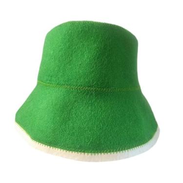 Imagem de IEUDNS Chapéu de sauna, touca de sauna com diâmetro de 29 cm, boné fishman, portátil para ambientes internos, estilo russo, acessórios para banho russo, para, Verde