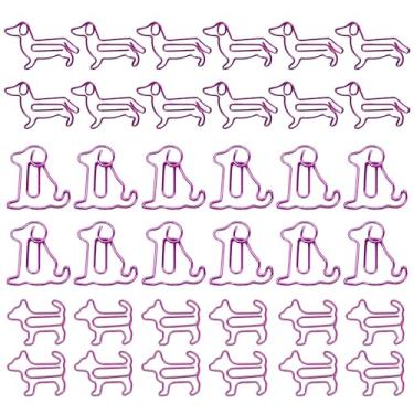 Imagem de Hesena 102 peças de clipes de papel de metal rosa para cães, clipes de papel de originalidade de animais fofos, material escolar e de escritório divertido para organizar documentos (rosa - cachorro)