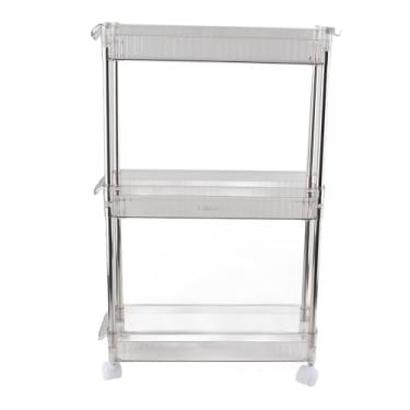 Imagem de AUNMAS Carrinho de Armazenamento Esbelto, Unidade de Prateleiras Móveis de Plástico de Três Camadas, Carrinho de Utilidade Transparente para Banheiro, Cozinha, Locais Estreitos (3 Nível)