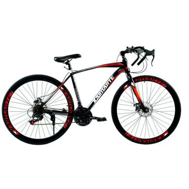 Imagem de Bicicleta Speed Sprint Aro 700 Bike 21 Vel Marchas Freio a Disco Quadro Aço Carbono Leve Resistente Cor Preto/Vermelho - WCT FITNESS