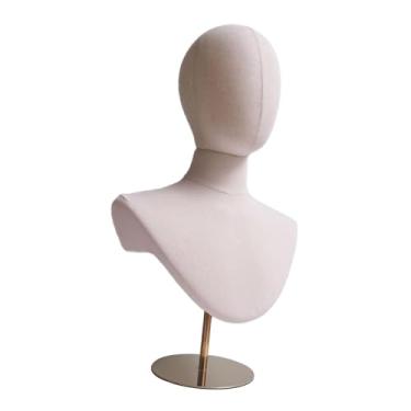 Imagem de Ysyqkn Suporte de exposição de chapéu de cabeça de manequim, suporte autônomo versátil de peruca fashion, altura ajustável para boné, chapéus e óculos, Base de Ouro