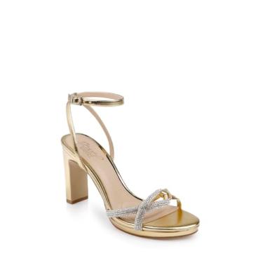 Imagem de Jewel Badgley Mischka Sandália feminina de salto Fila, Couro dourado, 35