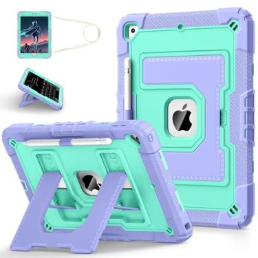 Imagem de WESOROL CASE Capa para iPad 9ª geração 2021/iPad 8ª geração 2020/iPad 7ª geração 2019, capa para iPad 9/8/7ª geração com suporte para lápis, capa à prova de choque para i Pad de 10,2 polegadas, roxo e