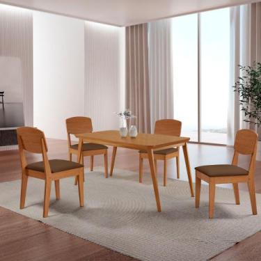 Imagem de Mesa de Jantar Copper 120cm Tampo Canto Copo MDF com 4 Cadeiras Copper