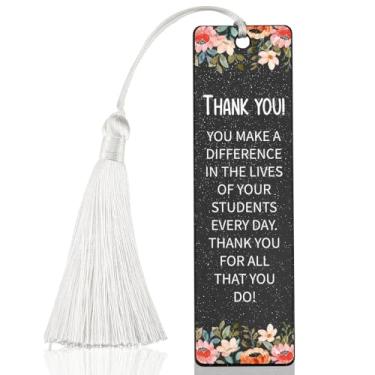 Imagem de Marcador de página acrílico de agradecimento com mensagem motivacional para professores, presente de apreciação floral para fazer a diferença, presente mentor, 12 x 3 cm, WCB15