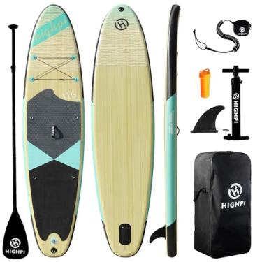 Imagem de Highpi Prancha de stand up paddle inflável super larga de 11'6 × 35 ", sup largo ultra estável para 2 + 1 pessoas/família/tamanho grande