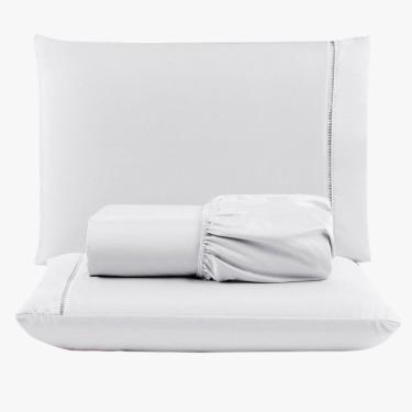 Imagem de Jogo De Lençol Peletizado 400 Fios Queen 3 Peças - Casa - Hotel - Pousada - Branco