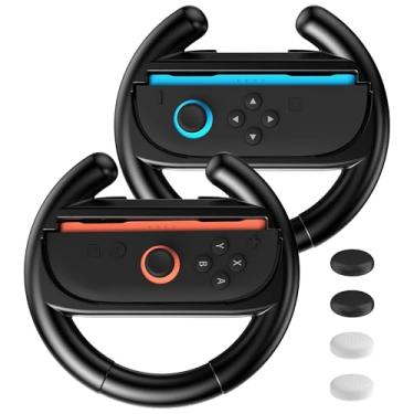 Imagem de GLDRAM 2pc Steering Wheel Controller Grip for Switch 2 Joycon - Black