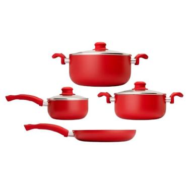 Imagem de JOGO PANELAS 7 PCS VERMELHO ALUMINIO, VIDRO E BAQUELITE 50 cm X 15,5 cm X 28,5 cm