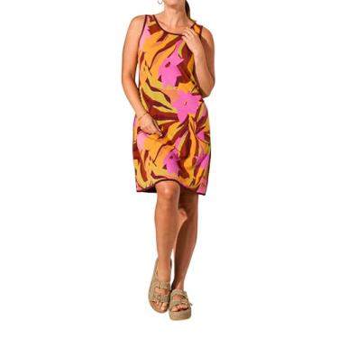 Imagem de Tribal Vestido feminino estampado sem mangas, Marrom, XGG