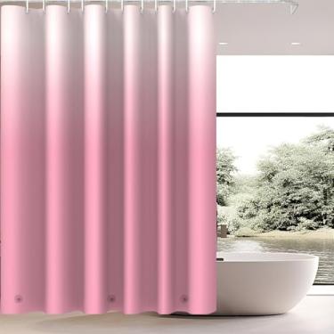 Imagem de TIKABC Forro de cortina de chuveiro, forro de chuveiro PEVA 4G, cortinas de chuveiro de plástico à prova d'água, com orifícios de ilhós e 3 pesos magnéticos (rosa gradiente)