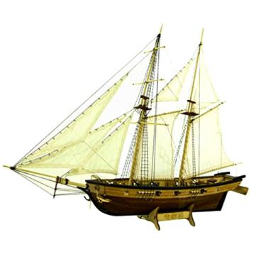 Imagem de de madeira Model-Crafts DIY Solid Handcrafted Puzzle Gift Toys, Decorations Sail Ship, Montled Sailboat, for office and