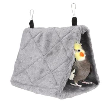 Imagem de Wontee Casa de ninho de pássaros, cama de pássaro, quente, para pendurar, rede, cabana para periquitos, periquitos, caique, senegal, quacre, papagaios, calopsitas, conures (cinza)