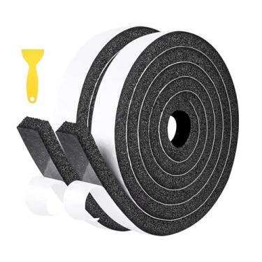 Imagem de Fita de espuma 2 rolos de fita de vedação de espuma de alta densidade com 1'' de largura x 1/2'' de espessura para isolamento térmico de portas de janelas, absorção total de choque de 13 pés