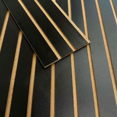 Imagem de Kit 20 Placas Ripadas Decorativas MDF 45x11(Preto,20 UNIDADES)