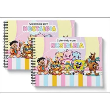 Imagem de Livro De Colorir Desenhos Nostalgia Com 50 Folhas Capa Dura 180g Capa 