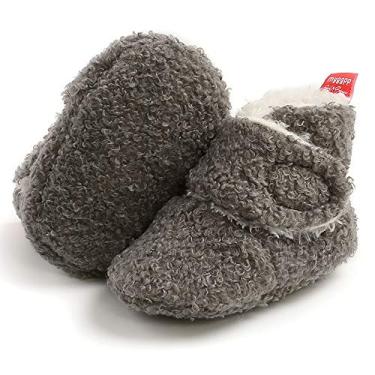 Imagem de Botas para meninos e meninas da TIMATEGO, sem derrapante, forro de algodão macio, para bebês e crianças pequenas, meias quentes para o inverno, sapatos para berço 0-18 meses, 17 Dark Grey, 6-12 Months Infant