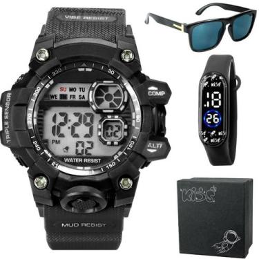 Imagem de Caixa + Oculos Sol + Relogio Digital Infantil Prova Dagua - Orizom