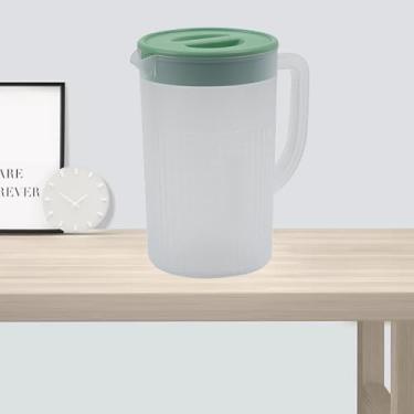 Imagem de Jarra de plástico com tampa grande capacidade resistente a altas temperaturas frio para suco de chá, para bebidas quentes e frias de suco de limonada (verde Matcha)