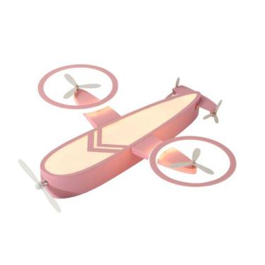 Imagem de Plafon de Sobrepor Infantil Avião Rosa 73cm Led 34W 3 em 1 Bivolt LA10