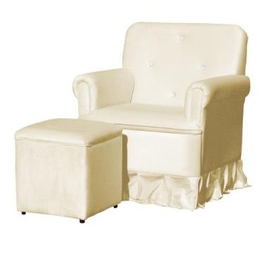 Imagem de Poltrona Amamentação Balanço Para Quarto Com Puff Laura Suede - Estopa