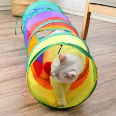 Imagem de Brinquedo Interativo para Gatos Pets Tunel Bolinha Portátil com 2 Saídas Gatos Coelhos Furões Estímulo Diversão Exercício Aventura Túnel