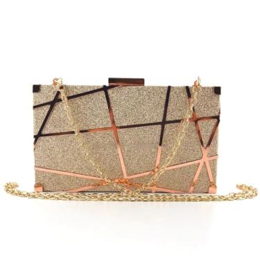 Imagem de ALWY Bolsa Festa Clutch Brilhante - Retangular Caixa (Rose)