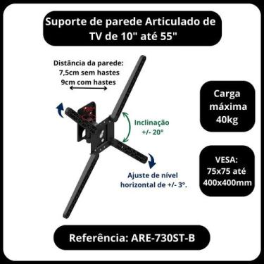 Imagem de Suporte para TV 10 a 55 polegadas parede articulado e inclinação - Ava