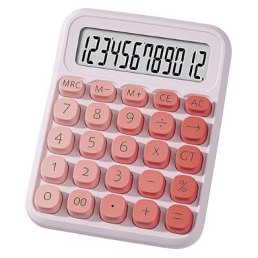 Imagem de Calculadora de interruptor mecânico com tela LCD grande de 10 dígitos, calculadora básica com botão grande, almofada antiderrapante, cálculo preciso para mesa de escritório, casa, escola, vermelho