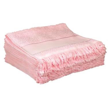 Imagem de 10 Toalha Social De Mão Visita Toalhinha do Boca com Barra em Etamine (Rosa Bebê)