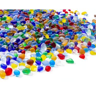Imagem de Pedras coloridas de aquário de 200 g, cascalho para aquário, pedras de vidro marinho fosco de 6 a 9 mm, pedras, contas de tanque de peixes, pedras preciosas de vidro para enchimento de vasos