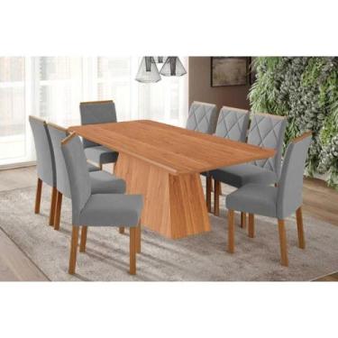 Imagem de Sala de Jantar Completa Helena Tampo Madeirado 210x100cm e 8 Cadeiras 