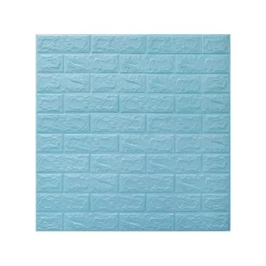Imagem de Placa Adesiva para Parede Cozinha,Kit 10 Placas 3d Tijolo Branco Adesivo Autocolante DecoraçãO Quarto Sala Banheiro(AZUL)