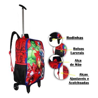 Imagem de Mochila Vingadores Avengers 3D Infantil Masculina Rodinhas G