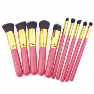 Imagem de Pincel Kit Kabuki Maquiagem - F80 Ao F88 E P80 Ao P88 ROSA Dourado - M