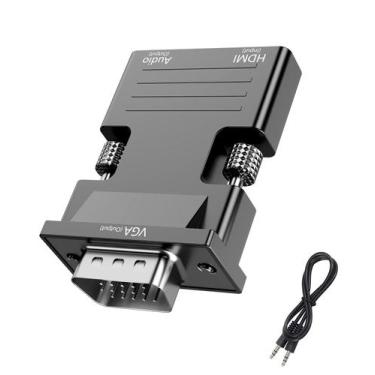Imagem de Conversor de adaptador HDMI para VGA BERLAT com saída de áudio 1080p