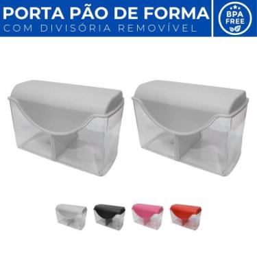 Imagem de Kit 2 Porta Pão Forma c/ Tampa Divisória Removível Plástico - Plas Tut