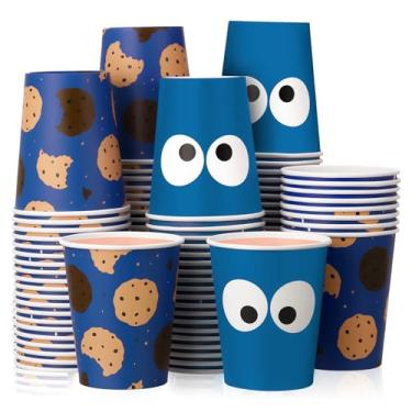 Imagem de Vesici 100 peças de copos de papel descartáveis para festa de monstro de 265 ml, copos de festa com tema de monstro azul para meninas, meninos, decorações de chá de bebê