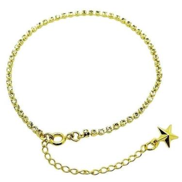 Imagem de Tornozeleira Cristal Estrela Banho De Ouro 18k 2180 - Très Chic Joias,