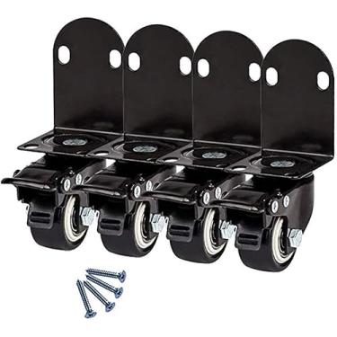Imagem de Rodízios Para Móveis Tipo L Suporte De ângulo Reto 1,5" (40 Mm)|2" (50 Mm) Rodas De Berço Giratórias Universais Silenciosas Com Rolamento Duplo De Freio Para Cadeira, Black, 1.5 inch 40mm